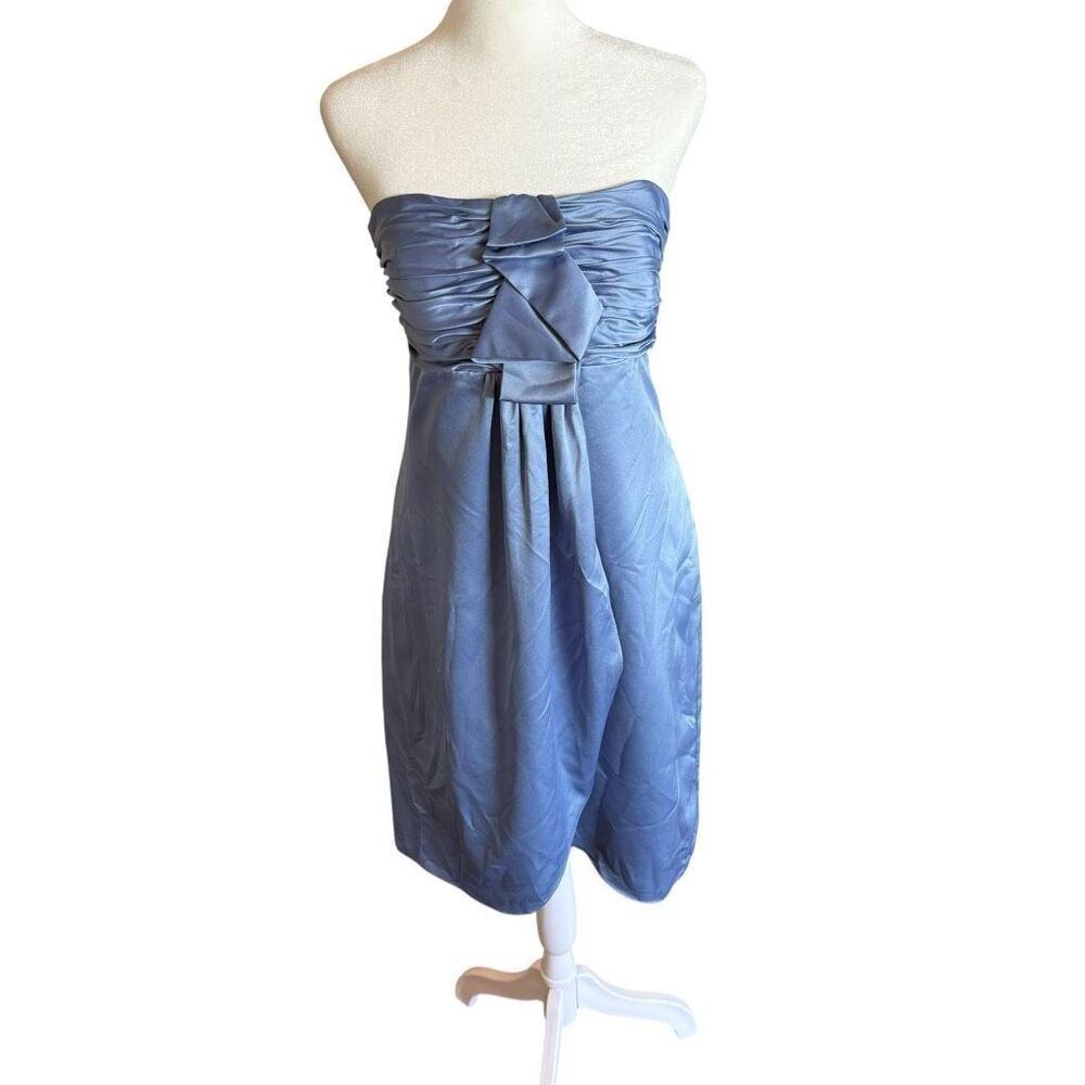 Max & Cleo baby blue satin strapless cocktail dress size 8